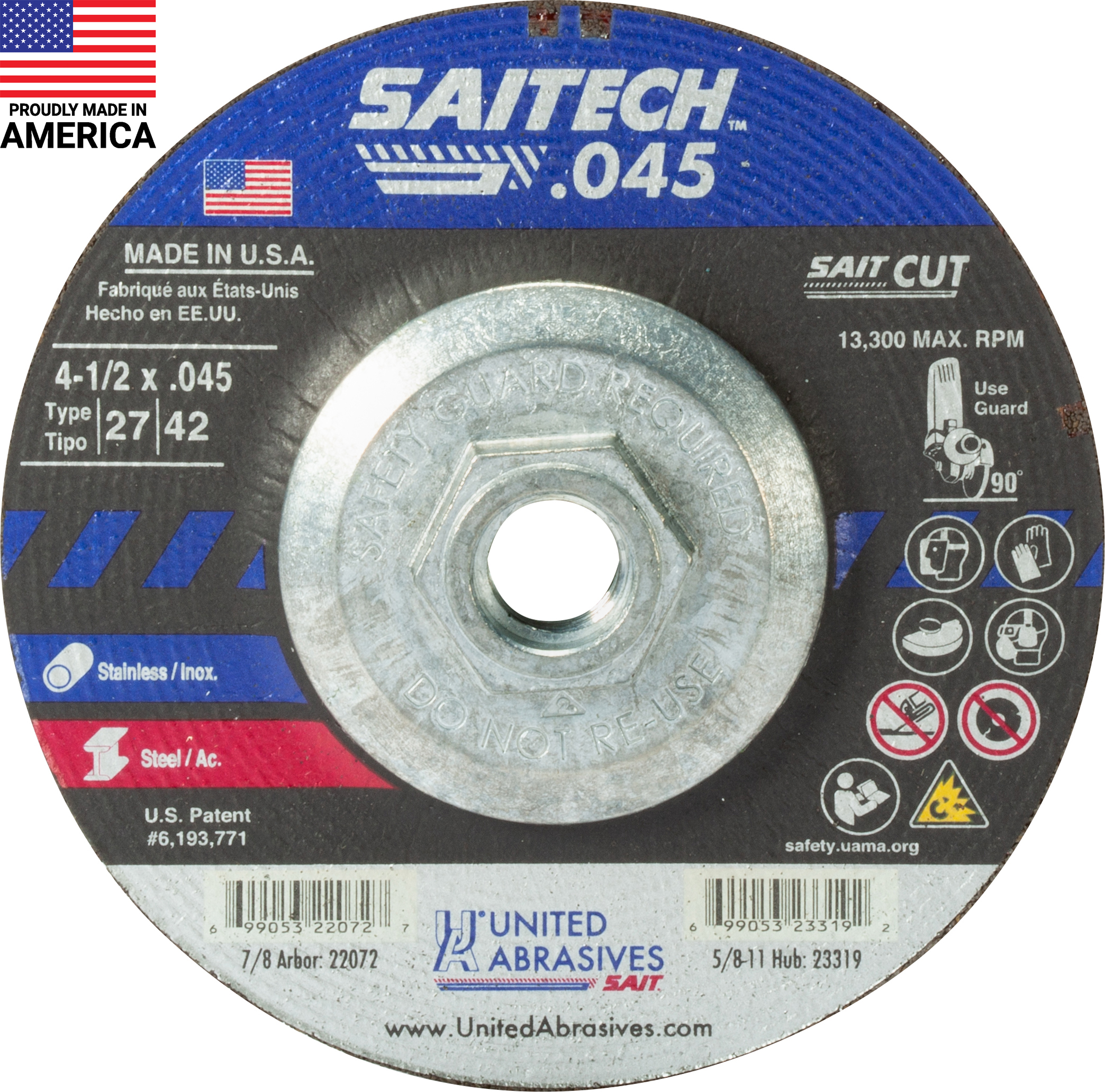 DT 4-1/2x.045x5/8-11 SAITECH - Cutting Wheels